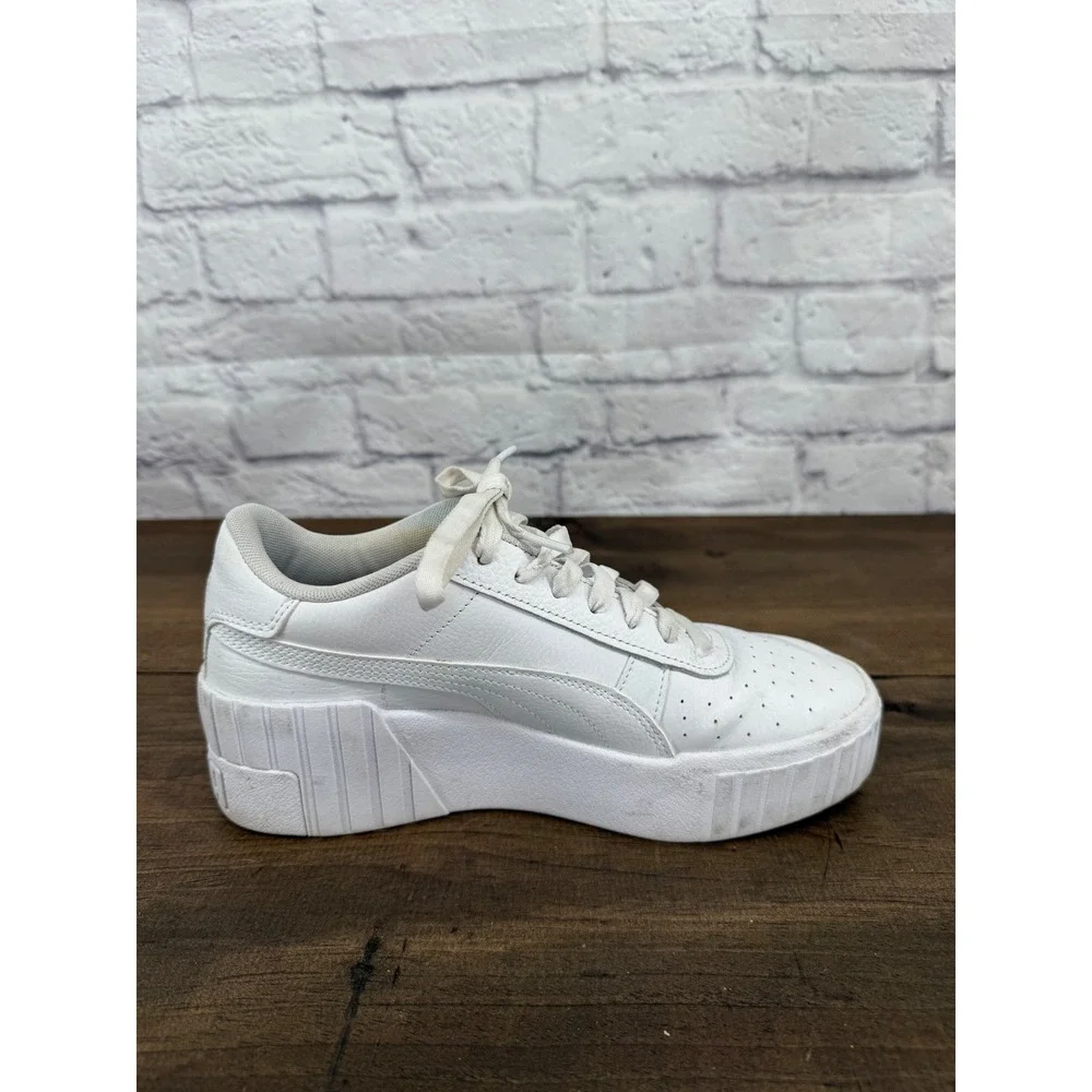 Puma Cali Wedge Womens White Leather Chunky Platform Sneakers Size 7.5